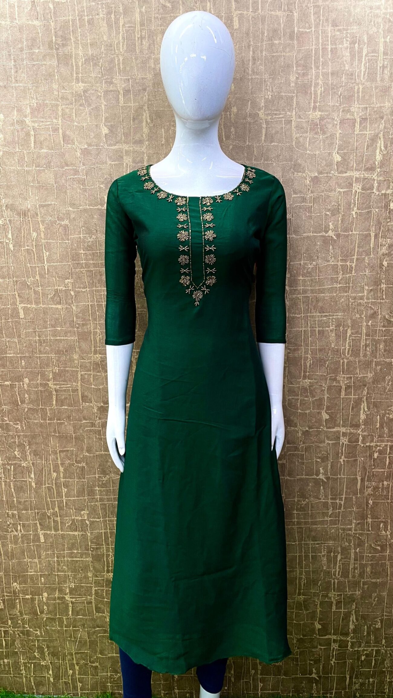Vichitra Silk / A-Line / Handwork Kurti SKU: TH0022
