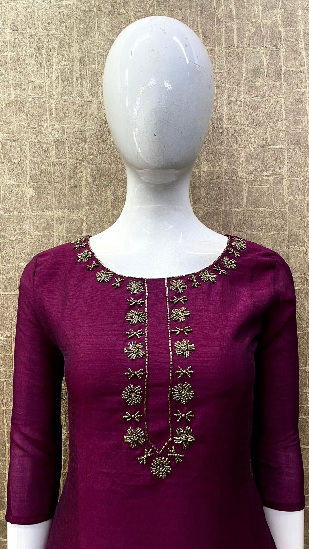 Vichitra Silk / A-Line / Handwork Kurti SKU: TH0022 - Image 6