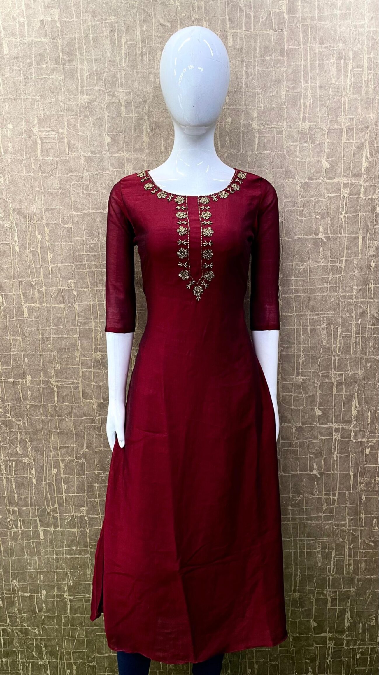 Vichitra Silk / A-Line / Handwork Kurti SKU: TH0022 - Image 7
