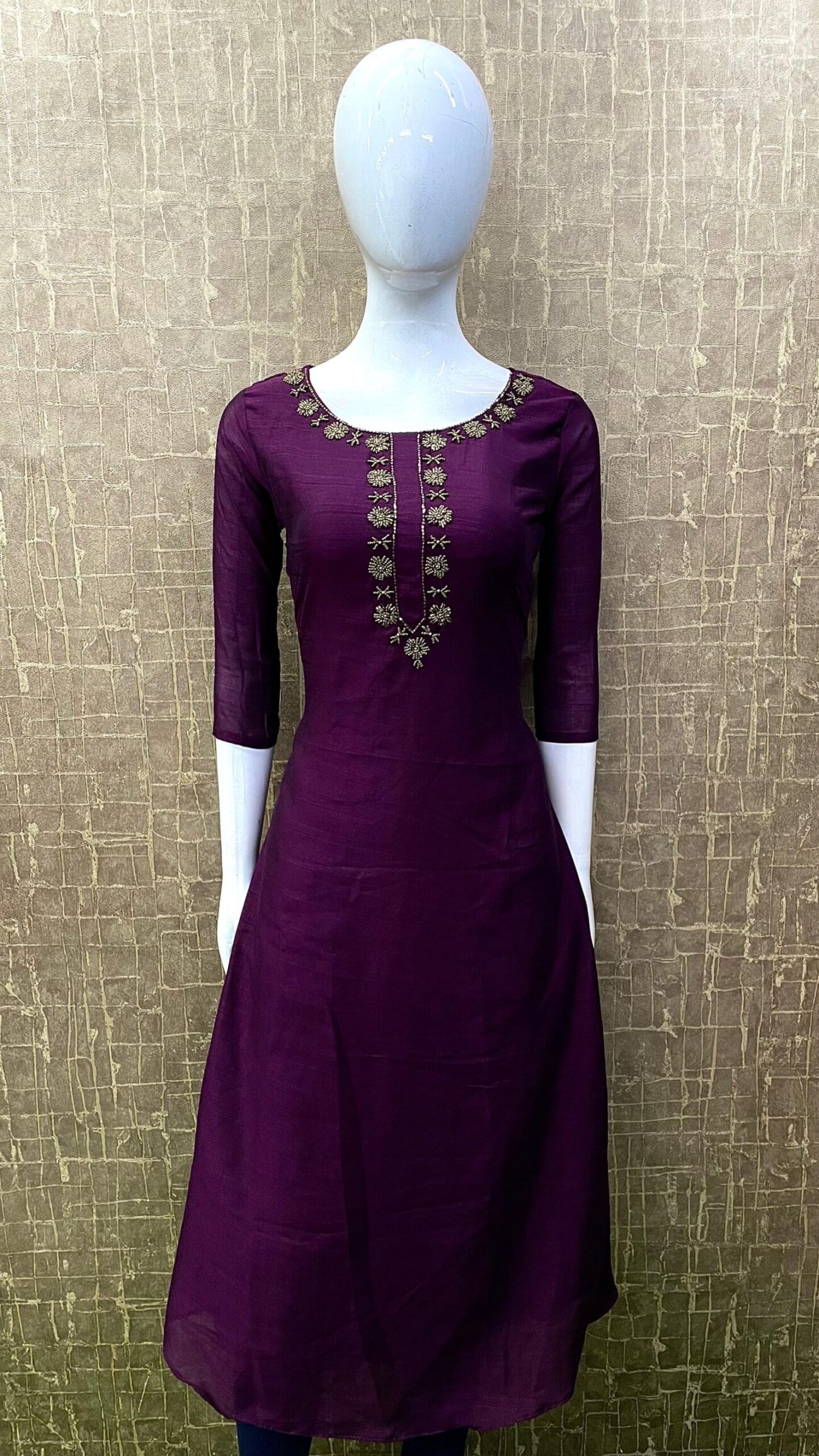 Vichitra Silk / A-Line / Handwork Kurti SKU: TH0022 - Image 13