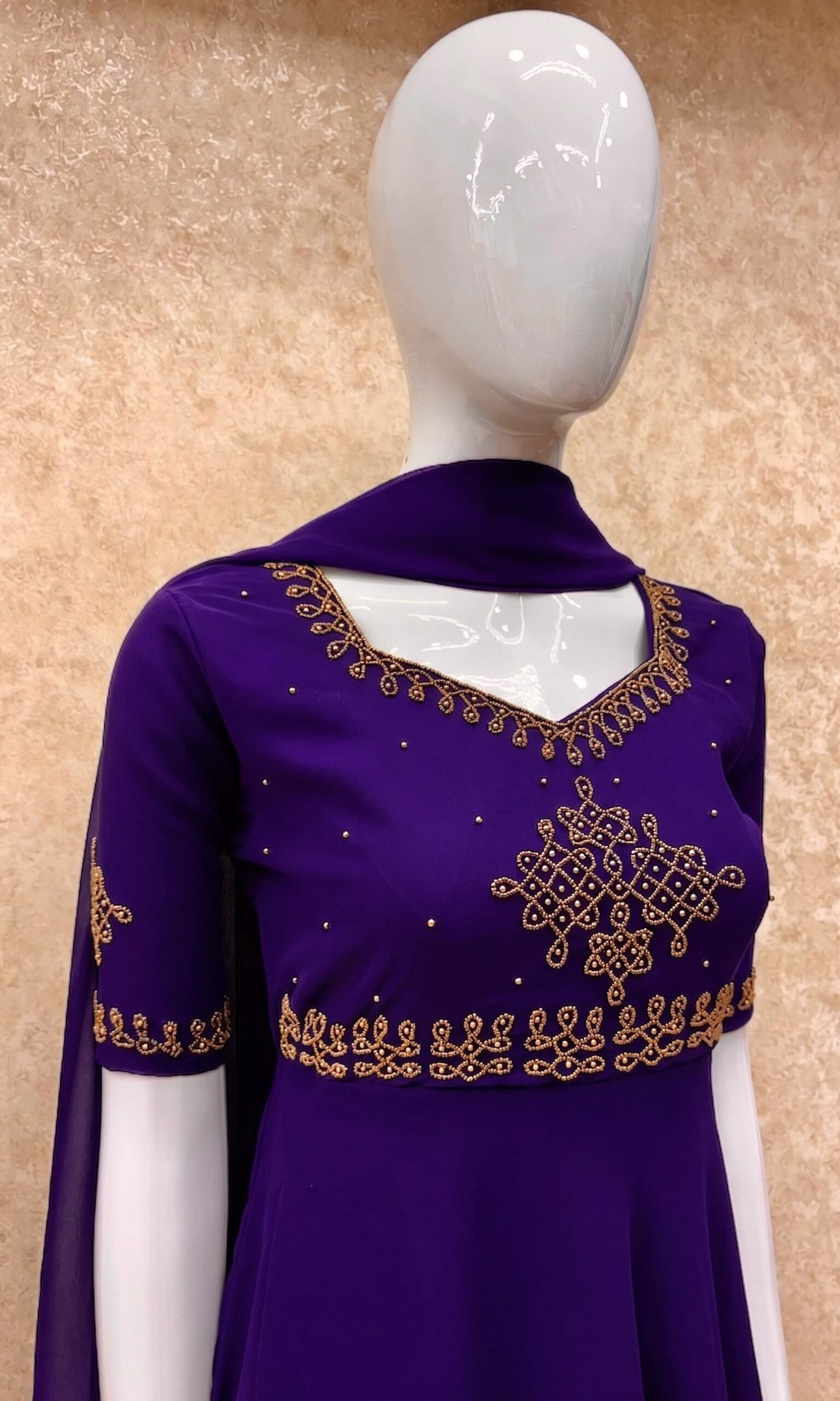 #TH213 / Alankaara / Long Gown Dupatta / Handwork02 / Purple - Image 2