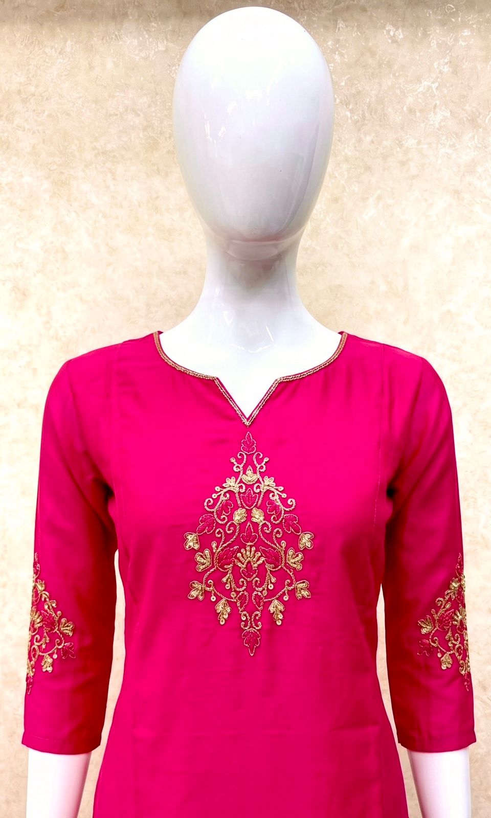#TH212 / Panel Cut Kurti-Pant Set / Pink