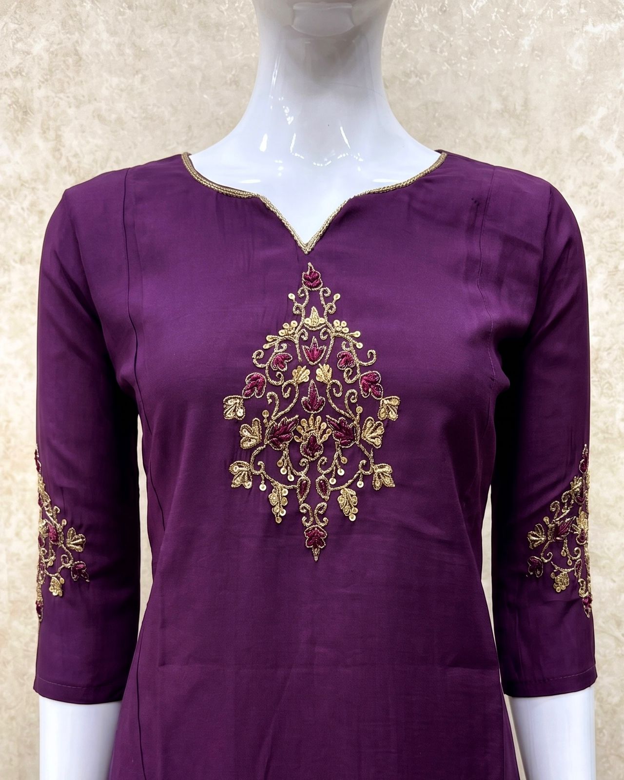 #TH212 / Panel Cut Kurti-Pant Set / Purple