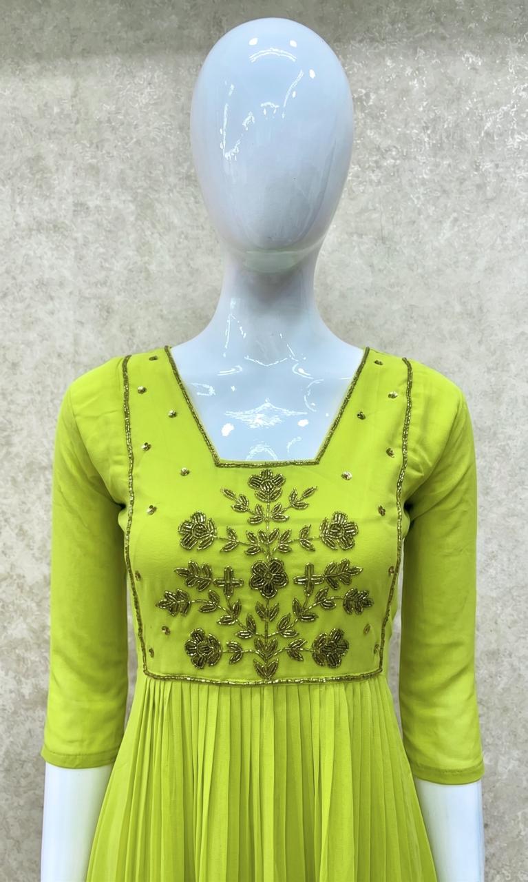 #TH215 / Pleated Kurti / Poppins Edition / Parrot Green
