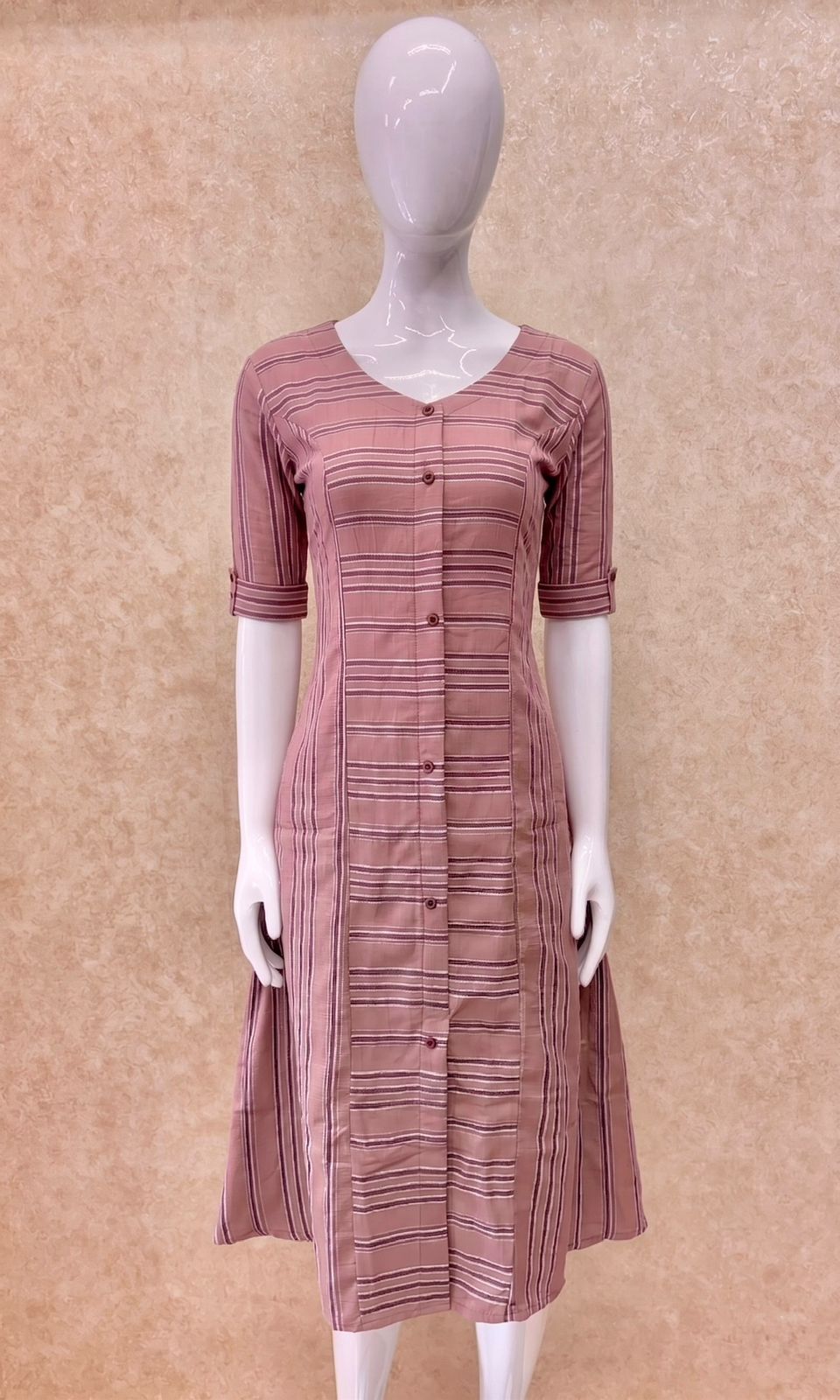 #TH167 / Threadwork Cotton / Dress / Casuals / Baby Pink - Image 2