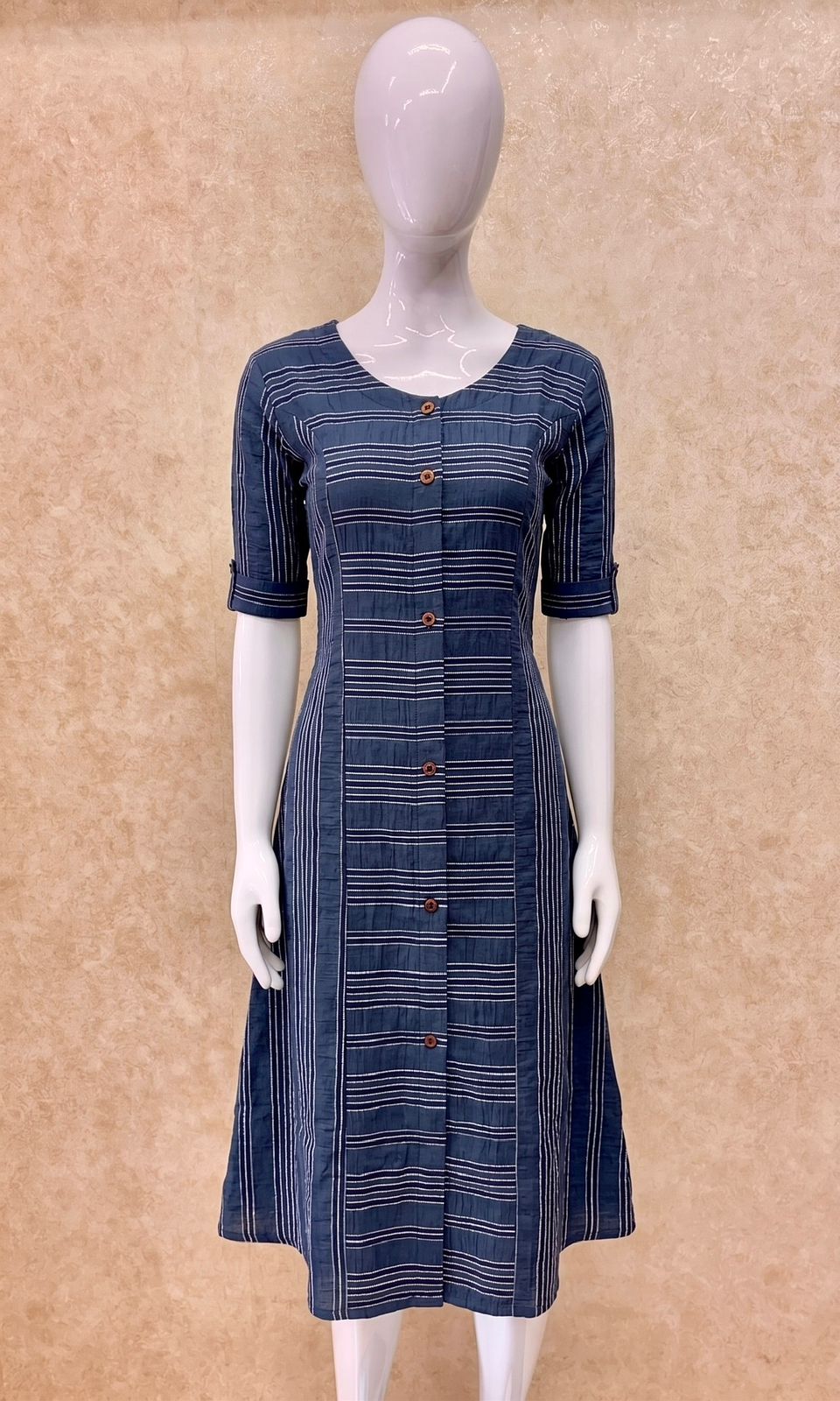 #TH167 / Threadwork Cotton / Dress / Casuals / Denim Blue - Image 2
