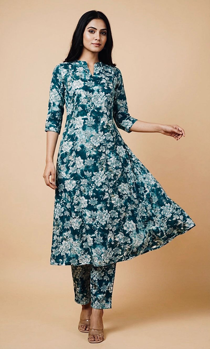 #TH166 / Cord Set / Printed01 / BSY/ Peacock Green - Image 2