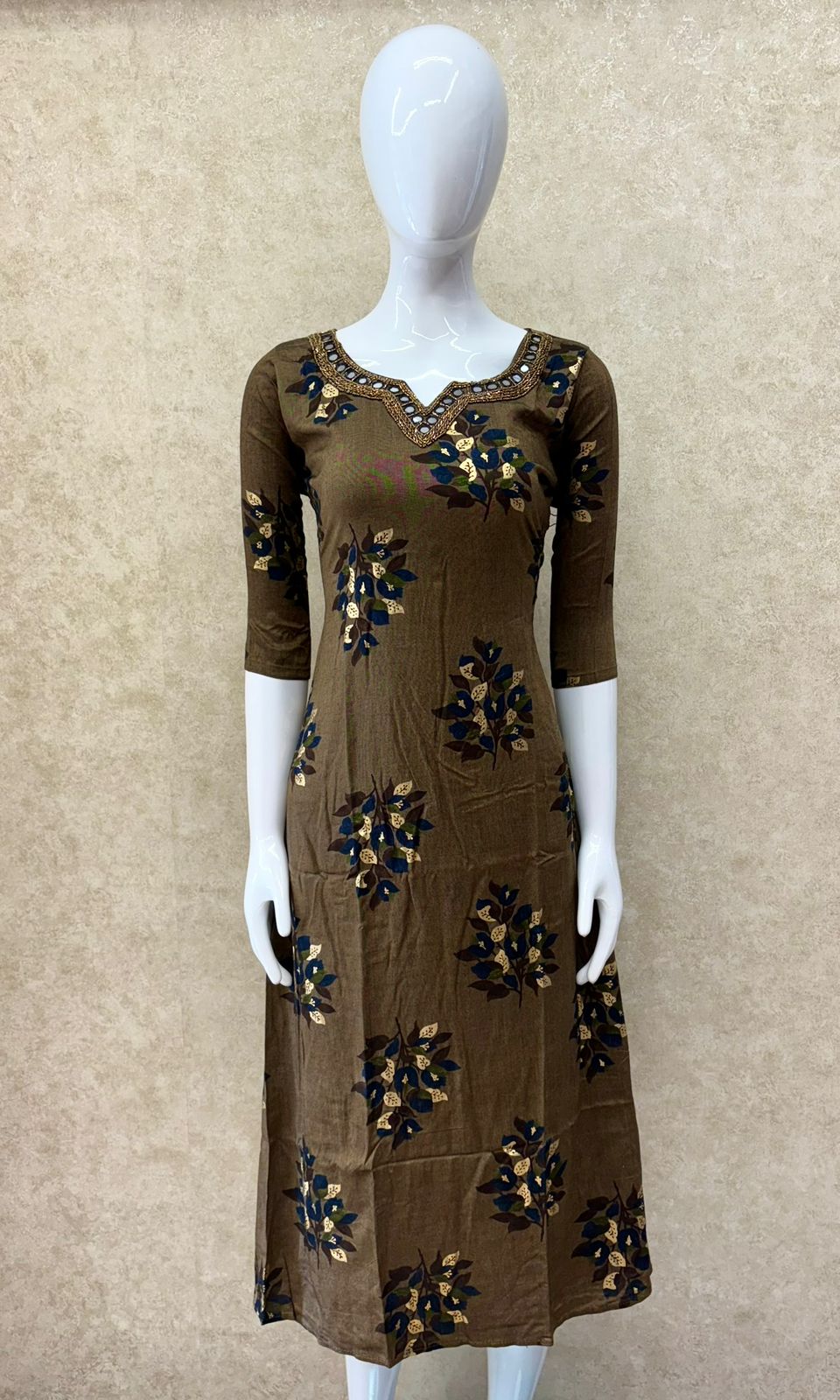 #TH179 / Premium Modal Rayon Kurti / Mirror work / Dark Blue - Image 2