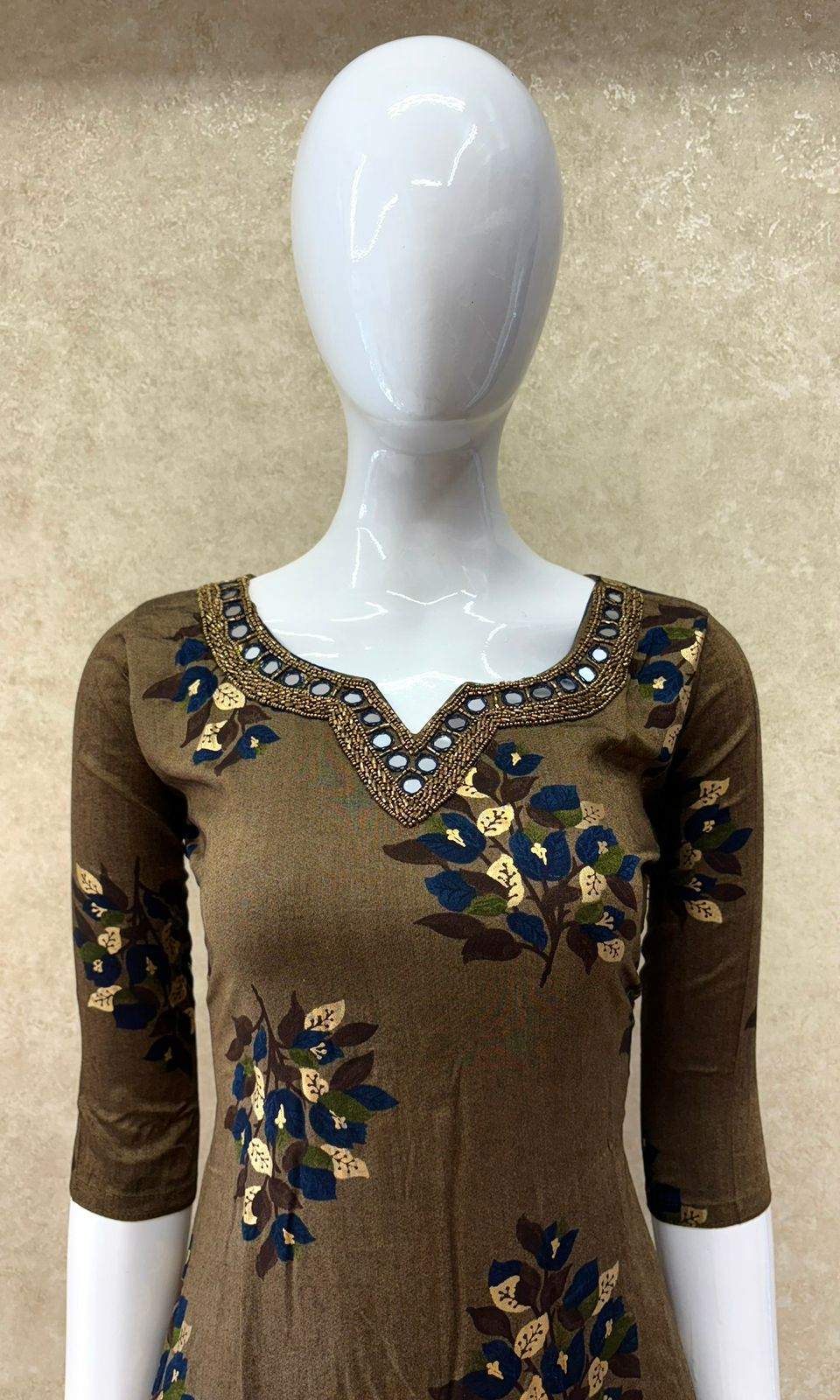 #TH179 / Premium Modal Rayon Kurti / Mirror work / Dark Blue