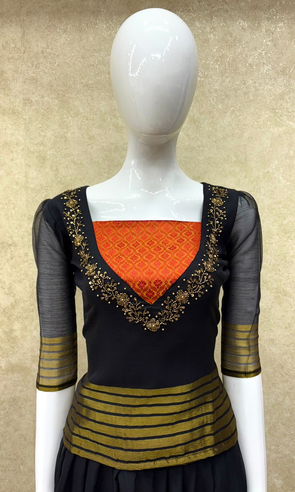 #TH173 / Pattu Pavadai-Blouse / Black