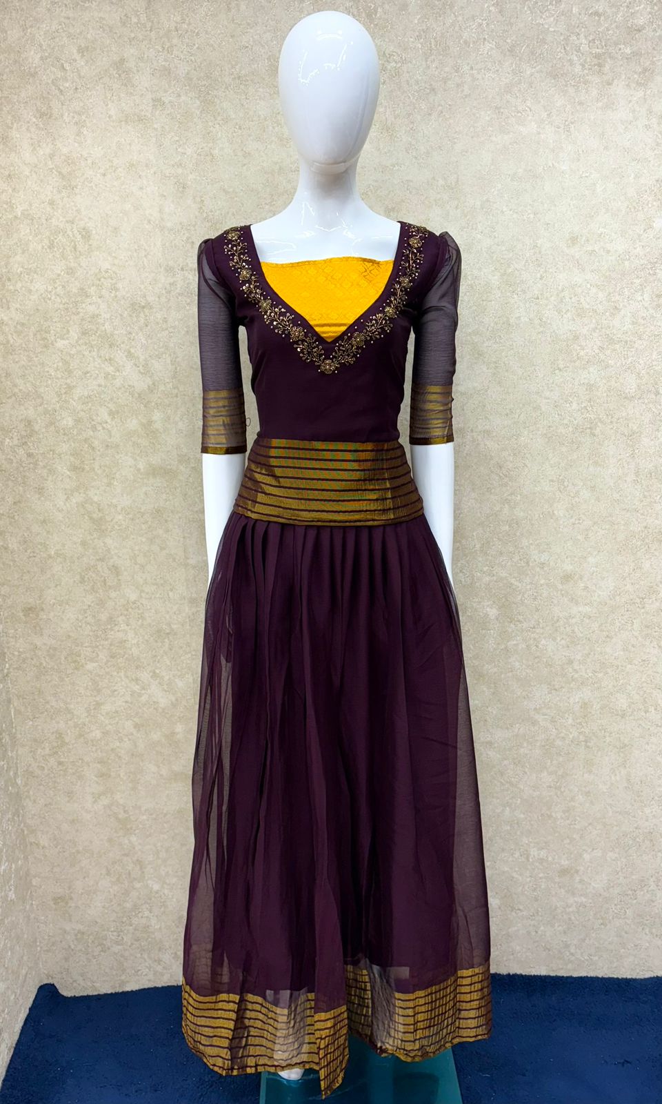 #TH173 / Pattu Pavadai-Blouse / Wine - Image 2