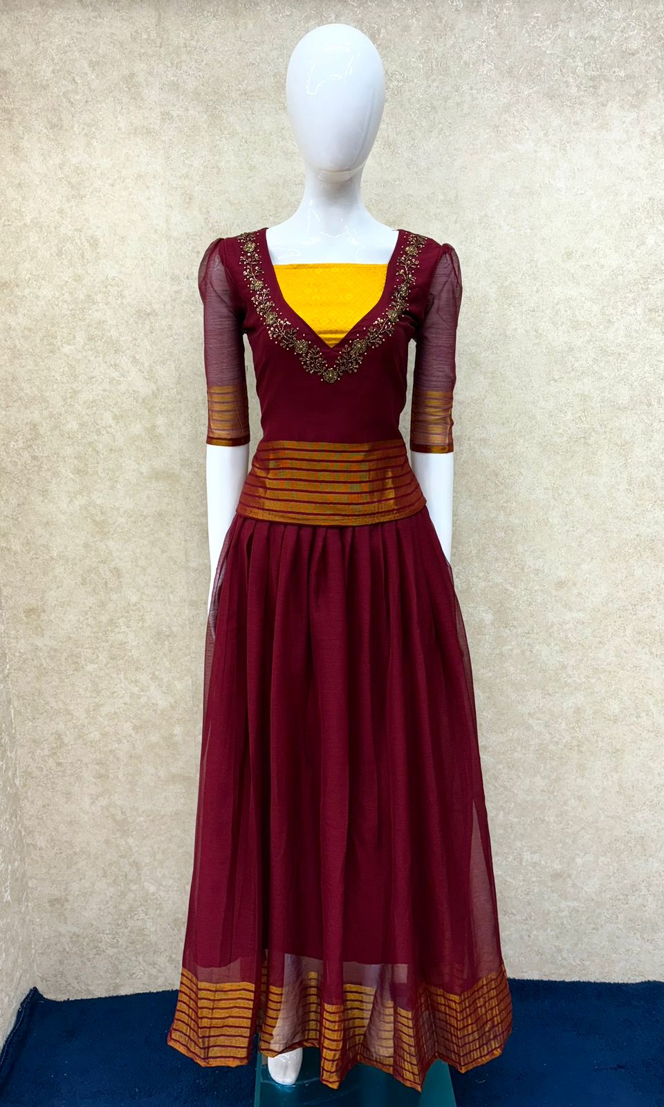 #TH173 / Pattu Pavadai-Blouse / Maroon - Image 2