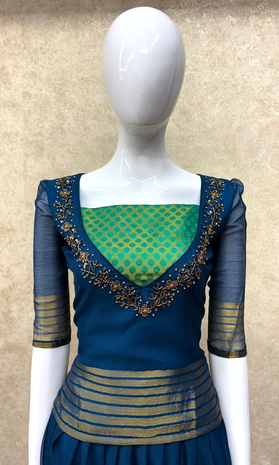 #TH173 / Pattu Pavadai-Blouse / Teal Blue