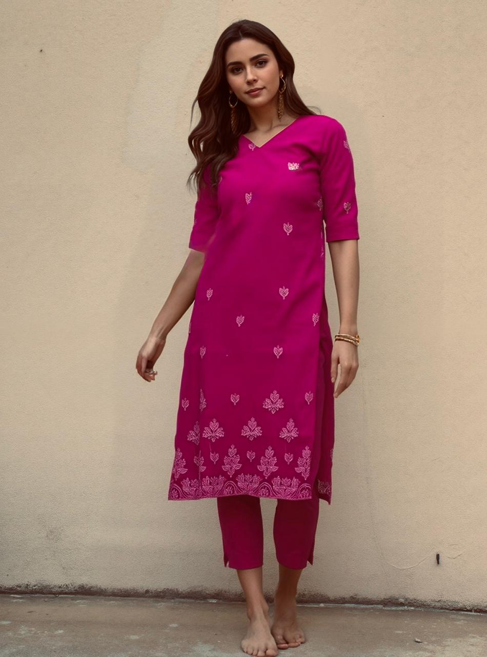 #TH180 / Netted kurti & Pant Set / Pink
