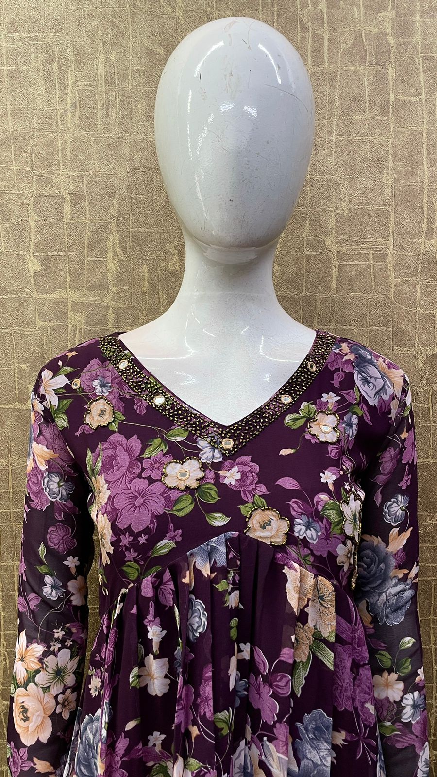 #TH107 / Aliya-Cut / Full Sleeve / Printed Dress / Purple