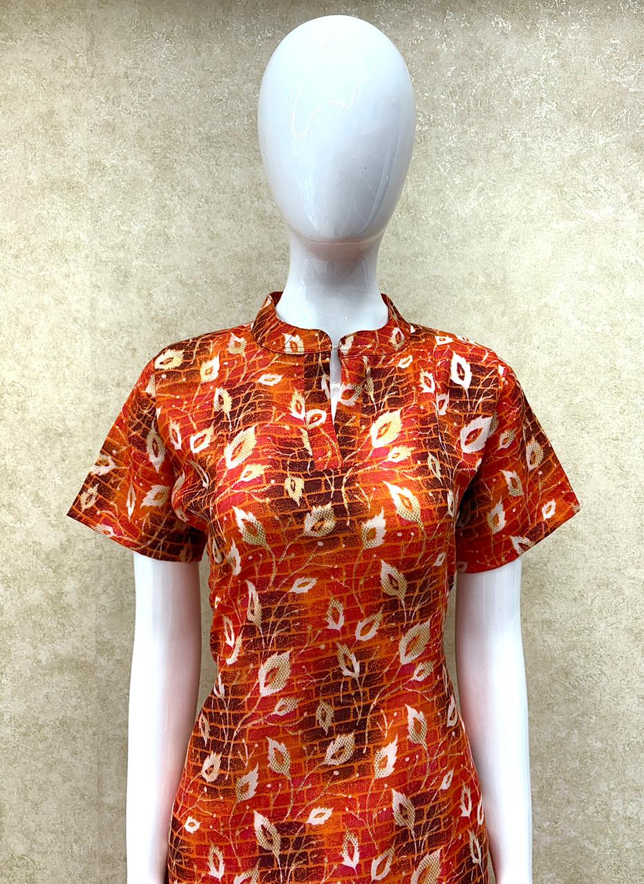 #TH151 / Tropical Printed / Summer Shirt Dress / Orange