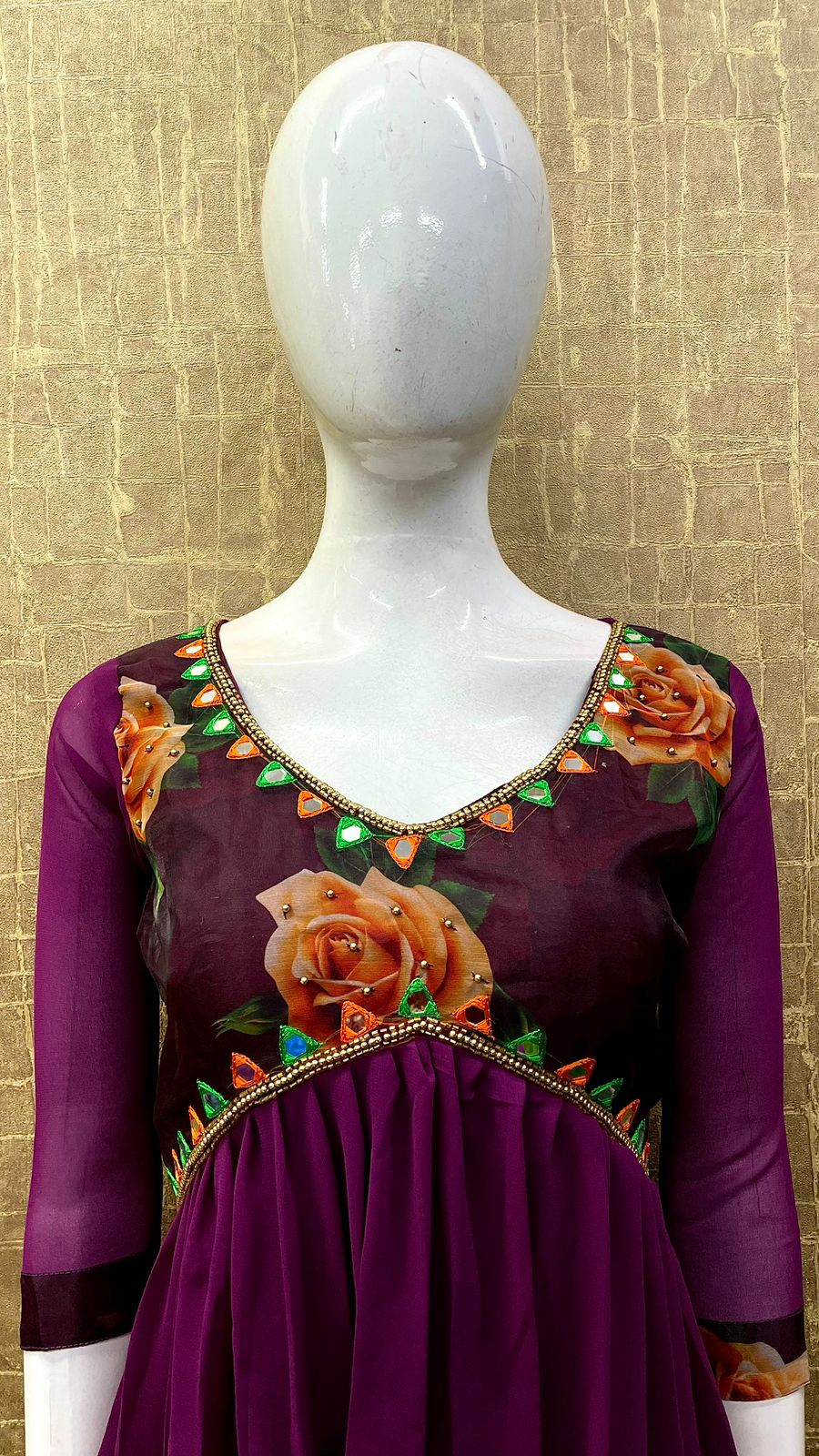 #TH74 / Organza patch / Alia Cut kurti / Purple