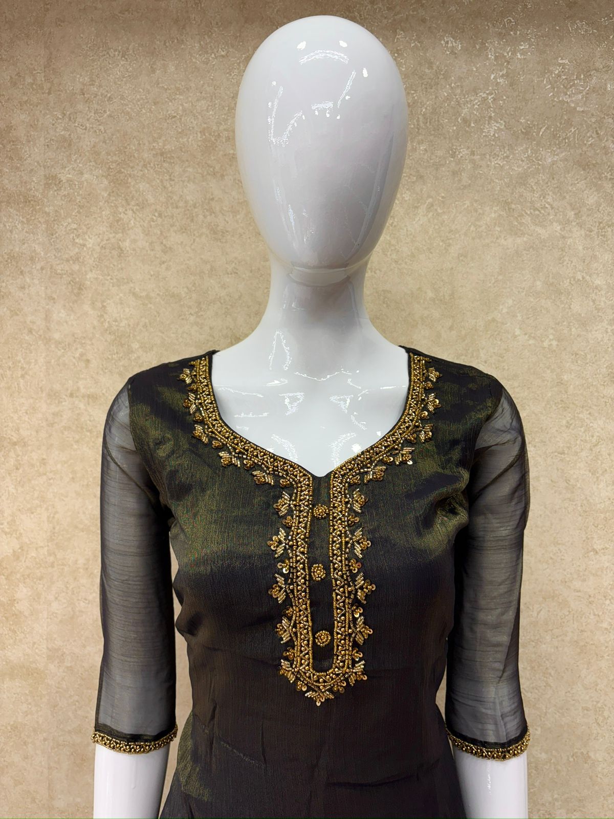 #TH159 / Shimmer Georgette / A-Line / Kurta Model / Black