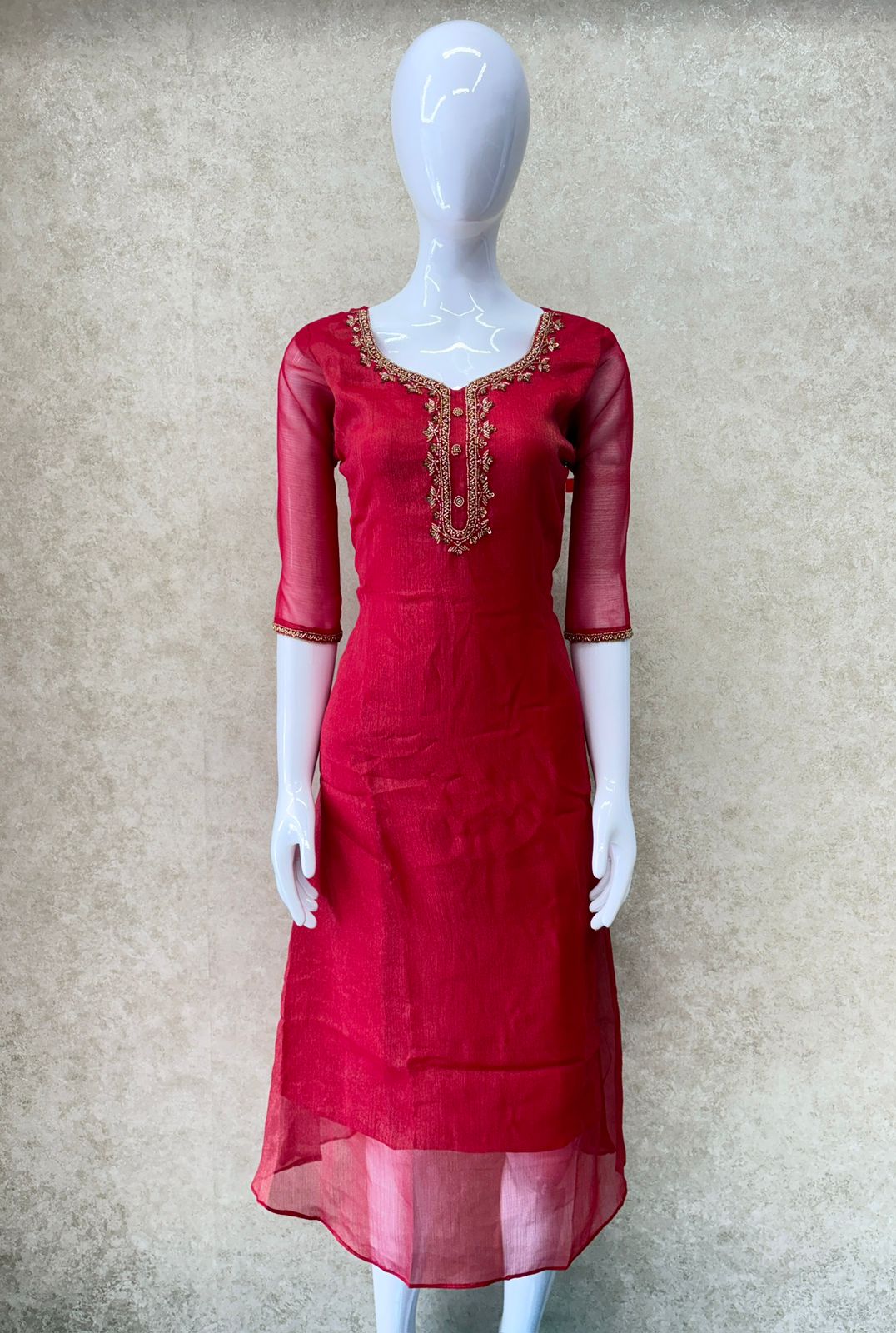 #TH159 / Shimmer Georgette / A-Line / Kurta Model / Pink - Image 2