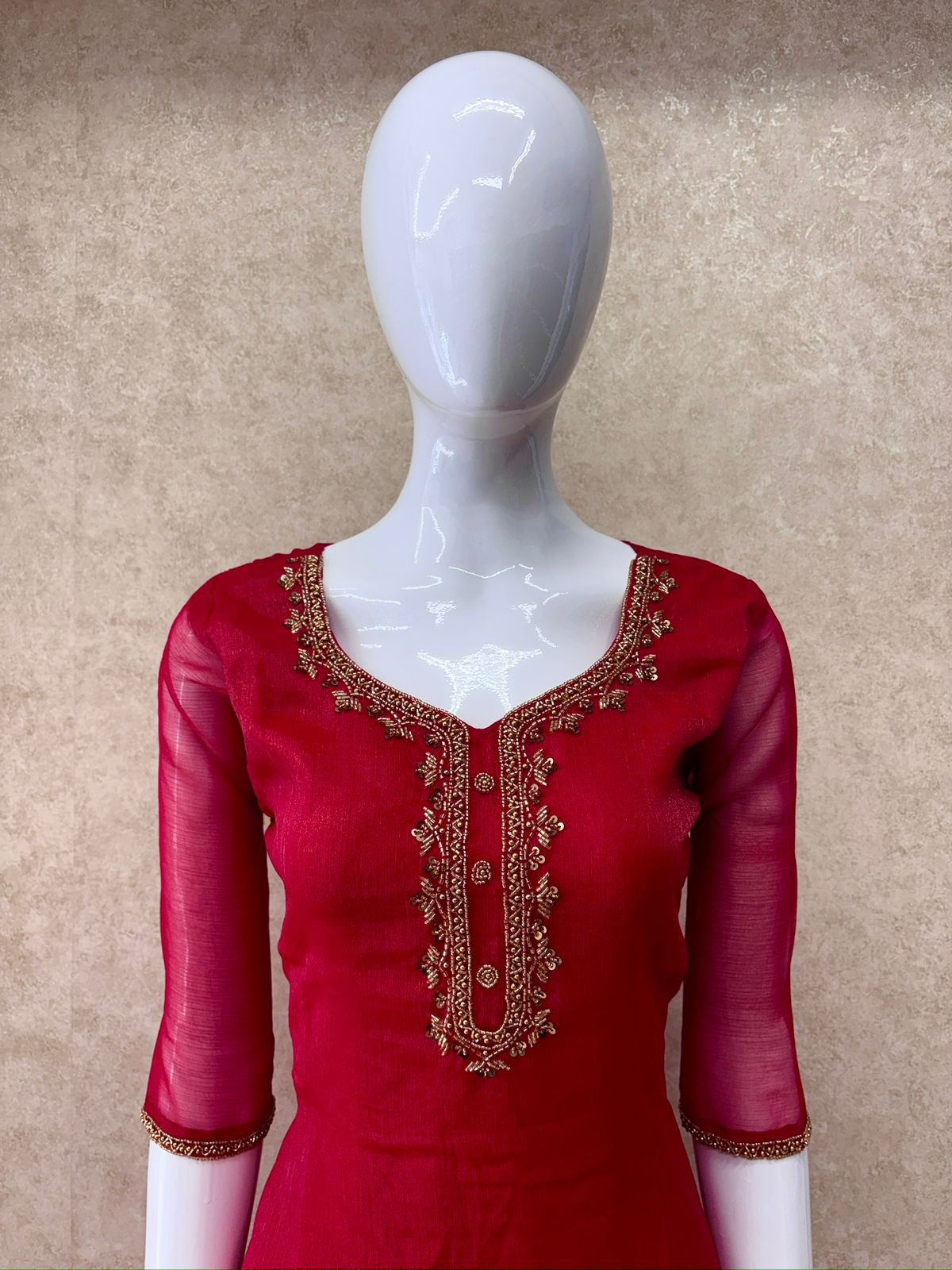 #TH159 / Shimmer Georgette / A-Line / Kurta Model / Pink