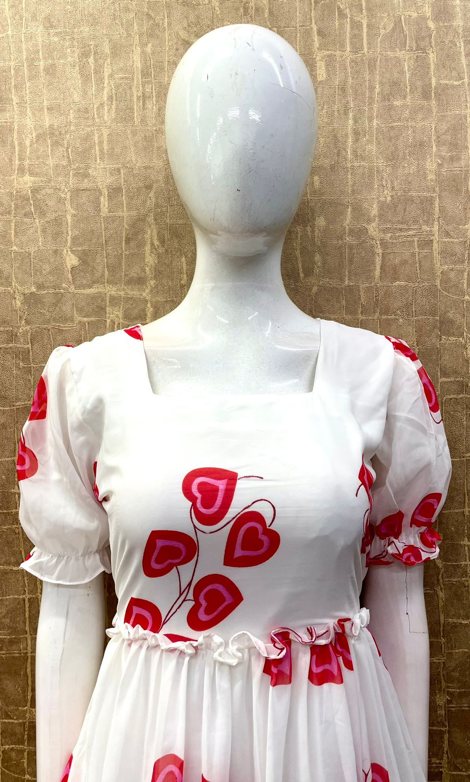#TH70 / Printed Georgette Dress / White