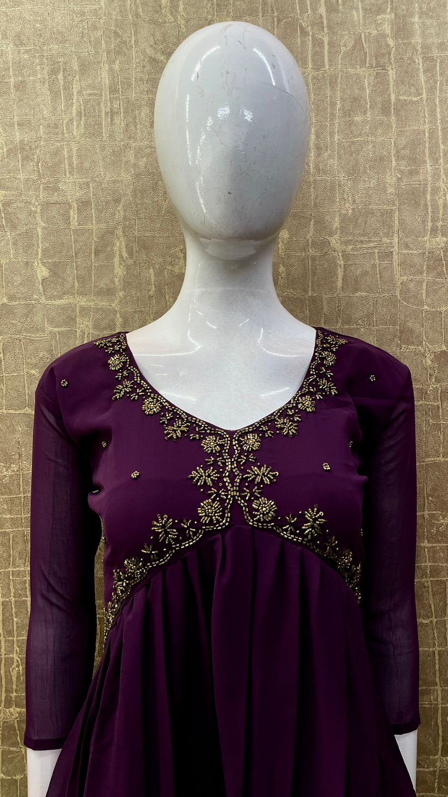#TH67/ Heavy Floral Handwork / Alia cut kurti / Purple