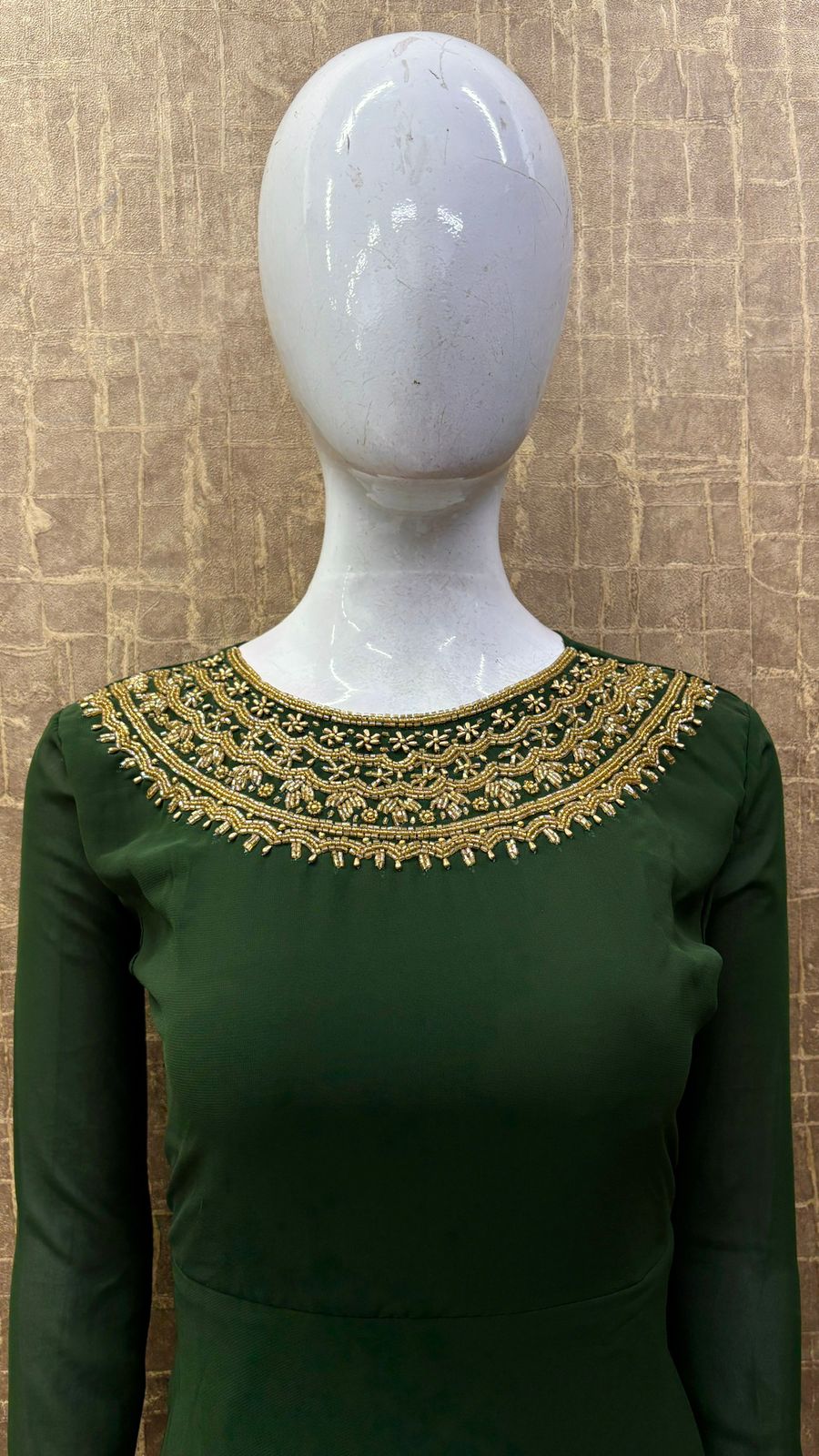 #TH68 / Georgette Semi Flared kurti / Mehndi Green