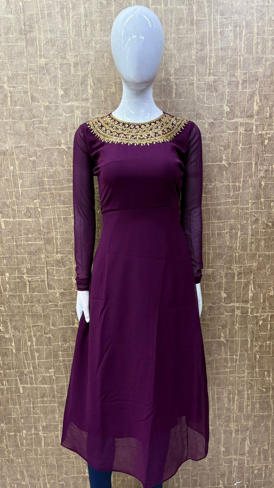 #TH68 / Georgette Semi Flared kurti / Purple - Image 2