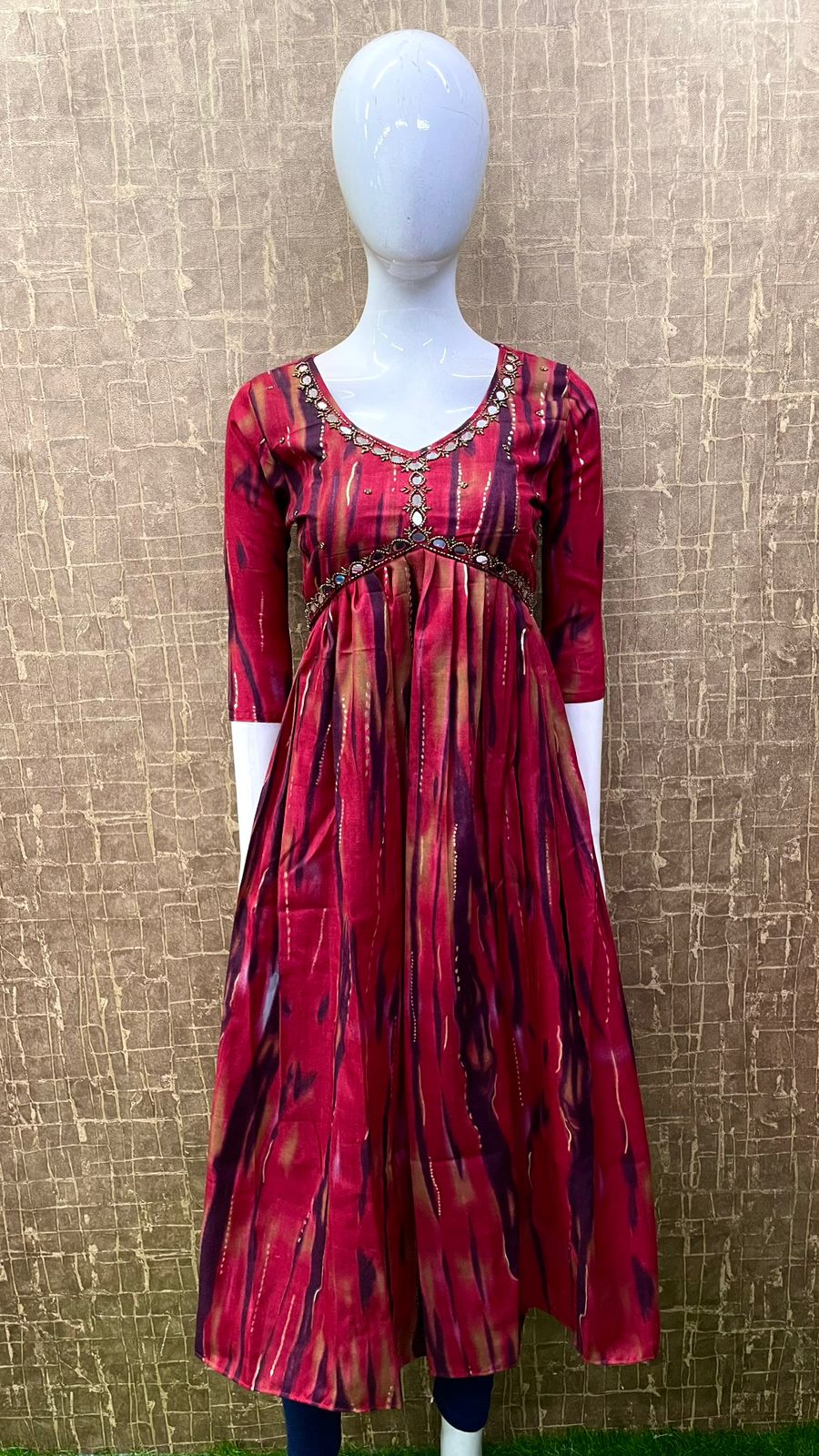#TH80/D-Capsule/Shibori printed/ Alia Cut / Red — Full Size Set - Image 2