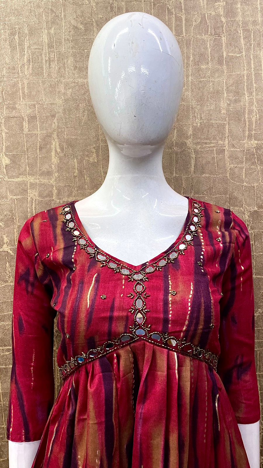 #TH80/D-Capsule/Shibori printed/ Alia Cut / Red — Full Size Set